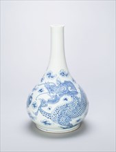 Bottle-Shaped Vase with Dragon Chasing Flaming Pearl, Korea, Joseon dynasty, 18th/19th century. Creator: Unknown.