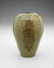Lobed Vase with Stylized Floral Scrolls, Korea, Goryeo dynasty (918-1392), 12th century. Creator: Unknown.