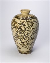 Vase (Maebyong) with Stylized Floral Sprays, Korea, Goryeo dynasty (918-1392), 12th century. Creator: Unknown.
