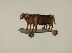 Toy Yoke of Oxen, 1935/1942. Creator: Joseph Goldberg.