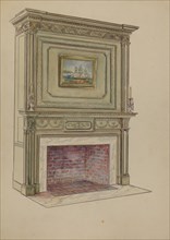 Fireplace, c. 1936. Creator: Charles Squires.
