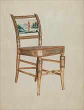 Chair - with Hudson River Scenes, c. 1936. Creator: Ella Josephine Sterling.