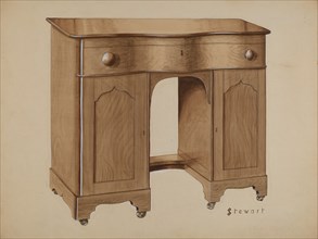 Knee-hole Desk, c. 1937. Creator: Robert Stewart.