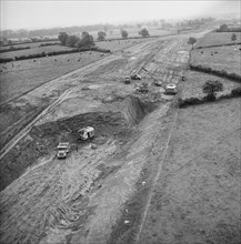 Aerial view of excavation work for the construction of the London to Yorkshire Motorway (M1), 1958. Creator: John Laing plc.