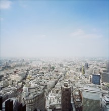 View looking south-west from the top of the NatWest Tower over the City of London, 15/05/1996. Creator: John Laing plc.