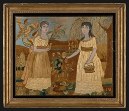 Picture Depicting Ann and Sarah (Needlework), New York, early 19th century.