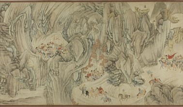 A Hunt in the Mountains of Heaven, Late Ming /early Qing dynasty, 17th century. Spurious signature of Zhao Mengfu.