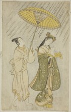 Parody of Komachi praying for rain, 1765. Attributed to Ishikawa Toyonobu.