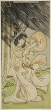 The Actor Yamashita Kinsaku II as a Thunder Goddess in the Play Onna Narukami, Performed at the Morita Theater in the First Month, 1770, c. 1770. Attributed to Katsukawa Shunsho.