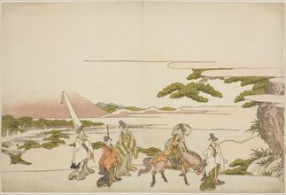 Parody of Ariwara no Narihira's eastern journey, c. 1803. Attributed to Katsushika Hokusai.