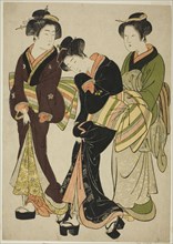 Two Entertainers and a Maid, c. 1777. Attributed to Kitao Shigemasa.