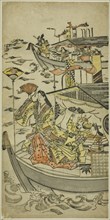 Lady Tamamushi raising a fan target, c. 1681/98. Attributed to Sugimura Jihei.