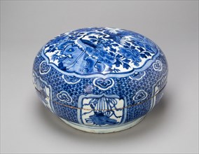 Circular Box with Peacocks, Peonies, and Auspicious Motifs, Ming dynasty (1368-1644), Wanli period (1573-1620).