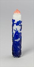 Cylindrical Snuff Bottle with Deer and Crane amidst Pine, Qing dynasty (1644-1911), 1750-1820.