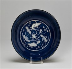 Dish with Fish Swimming in Lotus Pond, Ming dynasty (1368-1644), Wanli reign mark and period (1573-1620).
