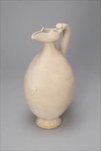 Ovoid Ewer with Flaring, Beak-Shaped Spout, Floral Medallion, and Zipper-like Band with Palmette, Tang dynasty (A.D. 618-907), 8th century.