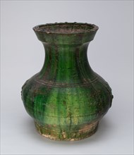 Globular Jar with Mock Ogre Mask Ring Handles, Han dynasty (206 B.C.-A.D. 220).