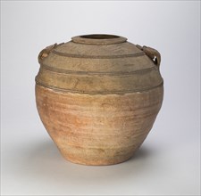 Globular Jar with Relief Cordons and Two Handles, Western Han dynasty (206 B.C.-A.D. 9), 1st century B.C.