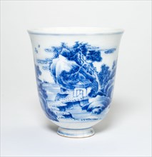 Flared Cup with Figures in a Mountain Landscape, Ming (1368-1644) or Qing dynasty (1644-1911), 17th/early 18th century.