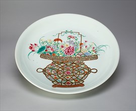 Famille-Rose 'Flower Basket' Dish, Qing dynasty (1644-1911), 18th century.