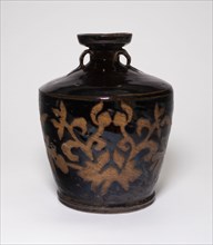 High Shouldered Jar with Loop Handles and Reserved Decoration of Stylized Floral Decor, Song dynasty (960-1279) or later.