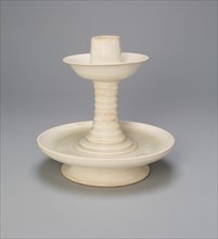 Dish-Shaped Candlestand with Long, Ribbed Neck, Sui (581-618) or Tang dynasty (618-907), early 7th century.