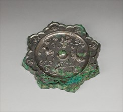 Lobed Mirror with Birds, Insects, and Floral Sprays, Tang dynasty (A.D. 618-907), 8th century.