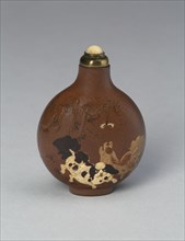 Snuff Bottle with Doves and Pekingese Dogs, Qing dynasty (1644-1911), 1820-1850.