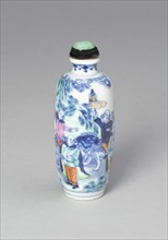 Snuff Bottle with Eight Foreign Figures Bearing Tribute, Qing dynasty (1644-1911), Xianfeng reign mark and period (1851-1861).