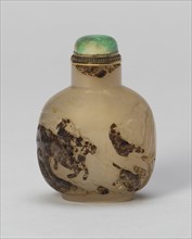 Snuff Bottle with an Equestrian Archer Chasing a Deer, Qing dynasty (1644-1911), 1750-1800.