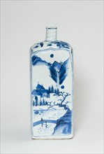 Square Bottle with Landscapes, Ming dynasty (1368-1644), late Wanli period (1578-1620).