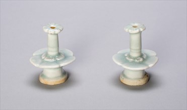 Pair of Miniature Candlestands with Petal-lobed Nozzles, Southern Song dynasty (1127-1279), late 13th century.