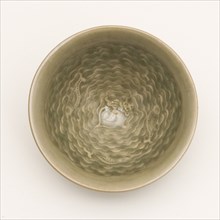 Conical Bowl with Interior of Fish Swimming amid Waves Encircling a Sea Crab and Exterior of Stylized Petals, Jin dynasty (1115-1234), 12th century.