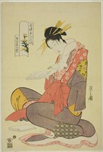 Komurasaki of the Kadotamaya, from the series Six Flowery Immortals of the Pleasure Quarters (Seiro bijin rokkasen), c. 1794/95.