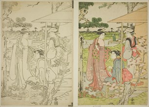 Viewing Cherry Blossoms from a Teahouse on Asuka Hill, c. 1789/90.