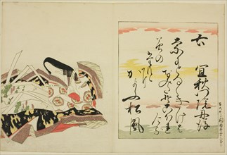 The Poetess Gishumon-in no Tango, from the series The Thirty-six Immortal Women Poets (Nishikizuri onna sanjurokkasen), Edo period (1615-1868), 1801.