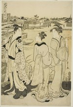Ono no Komachi at Seki Temple, from the series The Fashionable Seven Komachi (Furyu nana Komachi), Edo period (1615-1868), about 1788.