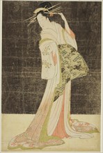 A Selection of Beauty from the Pleasure Quarters (Seiro bijin awase): Courtesans Hired for the New Years Holidays - Takigawa of the Ogiya, c. 1794.