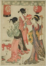 Festivity at a teahouse, from a parody of Chushingura, c. 1797/98.