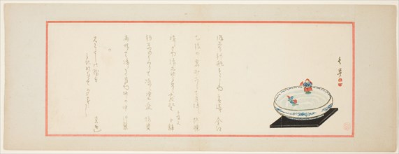 Floating Shojo, 1870s. Paper figure of a shojo, a mythical water sprite, floating in a water basin.