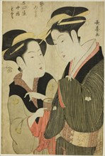 Moto, a Waitress of the Yoshidaya, and the Geisha Mizue, c. 1794.