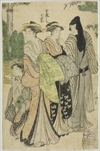 The Courtesan Komurasaki of the Tamaya Parading with Her Attendants, c. 1790.