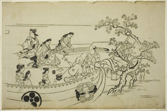 Flower-Viewing Party with Crest-Bearing Curtain, from the series "Flower Viewing at Ueno (Ueno hanami no tei)", c. 1681/84.