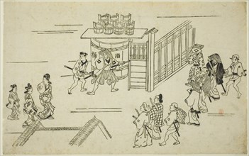 Entrance to Ageyacho, from the series "The Appearance of Yoshiwara (Yoshiwara no tei)", c. 1681/84.
