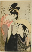 Shirai Gonpachi and Komurasaki, from the series "Beauties in Joruri Roles (Bijin awase joruri kagami)", c. 1795.