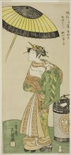 The Actor Segawa Kikunojo II as the Courtesan Hitachi in Part Two of the Play Wada Sakamori Osame no Mitsugumi (Wada's Carousal: The Last Drink With a Set of Three Cups), Performed at the Ichimura The...