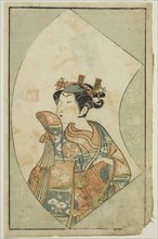 The Actor Arashi Hinaji, from "A Picture Book of Stage Fans (Ehon butai ogi)", 1770.