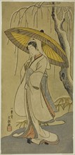 The Actor Segawa Kikunojo II as the Heron Maiden in the play "Cotton Wadding of Izu Protecting the Matrimonial Chrysanthemums (Myoto-giku Izu no Kisewata)," performed at the Ichimura Theater from the ...