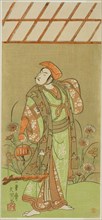 The Actor Ichikawa Komazo II as Soga no Juro Sukenari Disguised as a Fox Trapper in the Play Kagami-ga-ike Omokage Soga, Performed at the Nakamura Theater in the First Month, 1770, c. 1770.