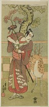 The Actor Ichikawa Yaozo II as Goi no Sho Munesada with a Deer, in the Play Kuni no Hana Ono no Itsumoji (Flower of Japan: Ono no Komachi's Five Characters), Performed at the Nakamura Theater from the...